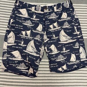 J. Crew 100% Cotton Blue and White‎ Nautical Print Shorts Size 30